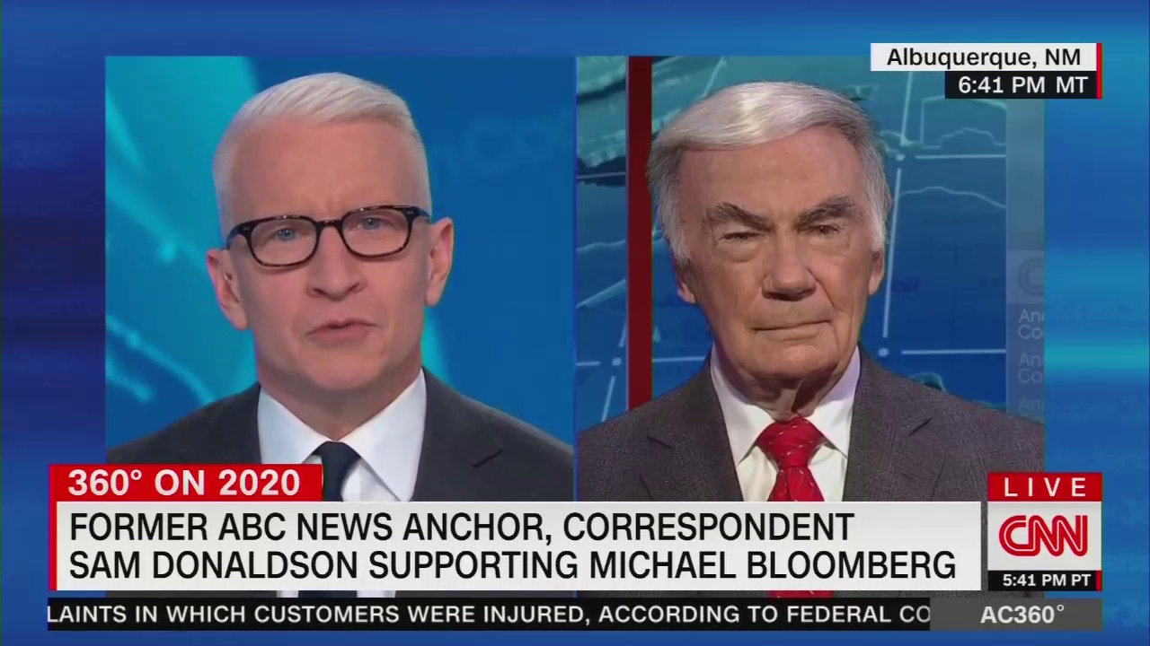 Sam Donaldson Endorses Bloomberg for President on CNN